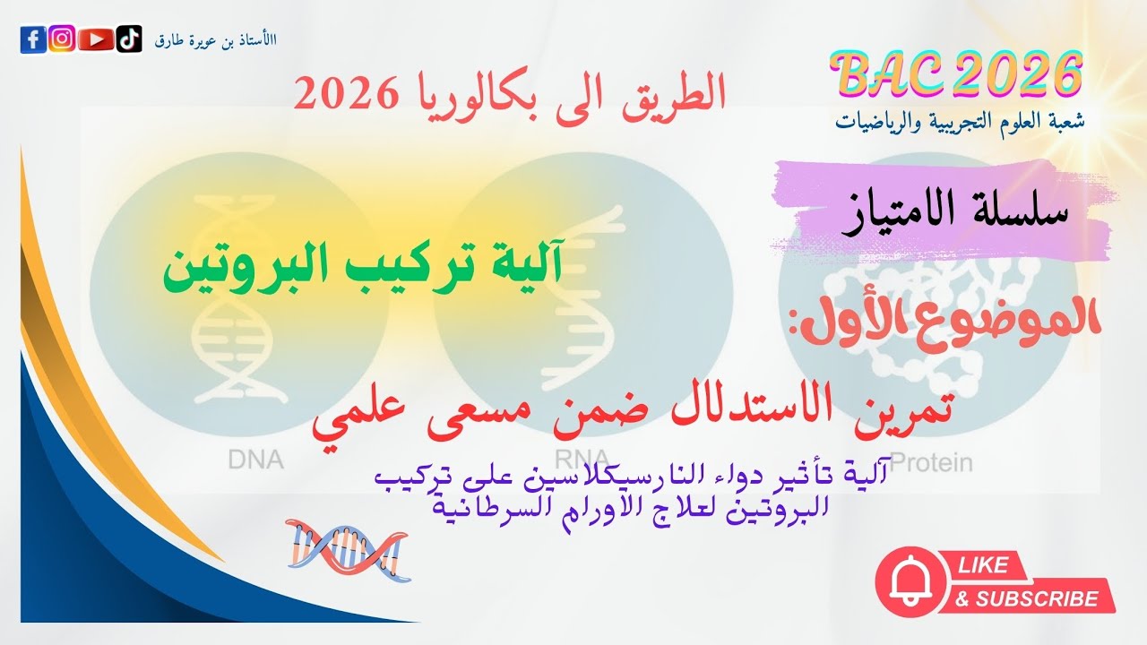 ✍️تمرين مسعى علمي تتعلم المنهجية 🤔 آلية تأثير النارسكلاسين لعلاج الاورام السرطانية💯