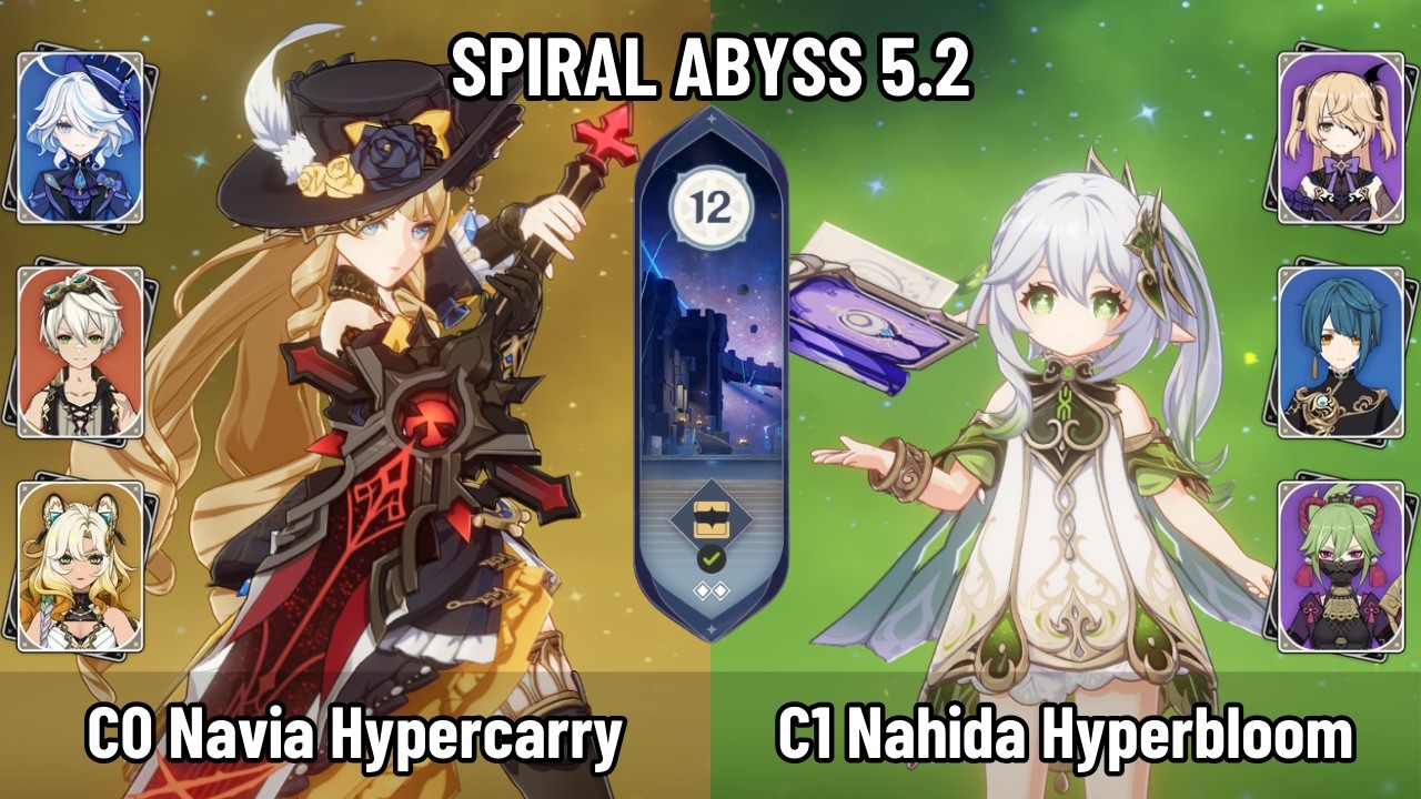 NEW SPIRAL ABYSS 5.2 | C0 Navia Furina Hypercarry Team | C1 Nahida Hyperbloom | Genshin Impact