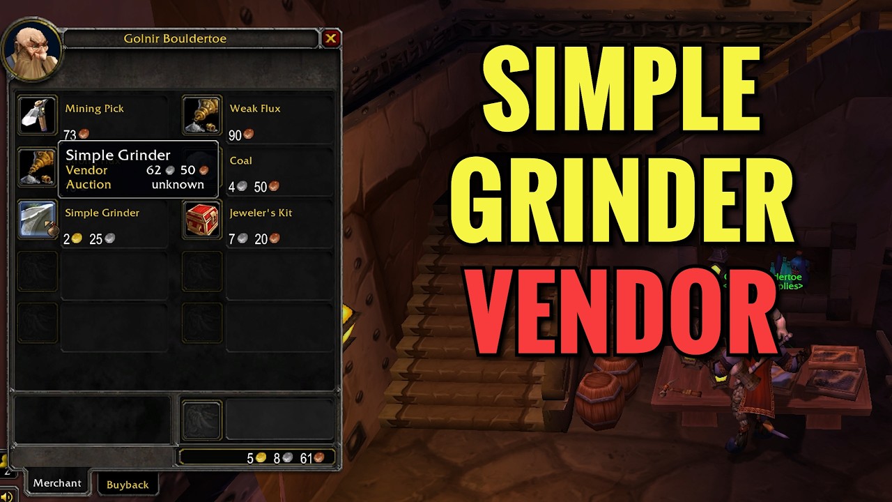 Ironforge Simple Grinder Vendor Location (WoW TBC)