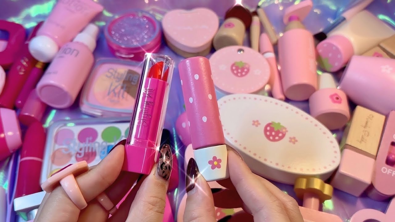 【ASMR】眠くなる💤無言で🤫木のおもちゃメイクをカチャカチャする3時間まとめ🌳💄Wooden Toy Makeup triigeres 3 hours.(No Tallking)