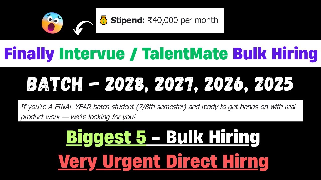 🤩Finally 2027, 2026, 2025 Batch Hiring | Direct Test Hiring 2025 | JioStar Mega Hiring | hire me plz