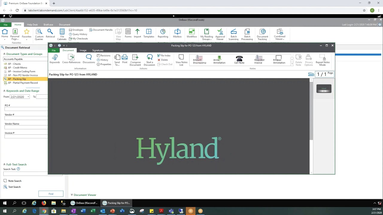 Посмотрите демонстрацию: OnBase Unity Client