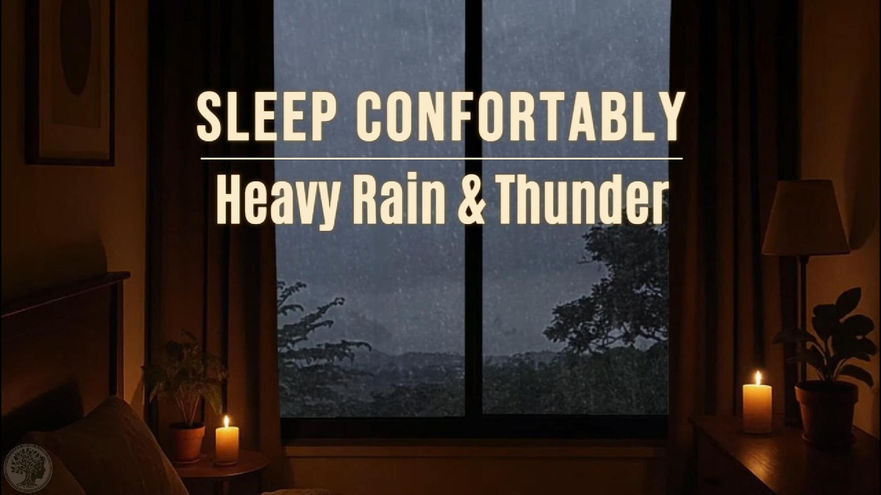 😴 The Sound of Rain and Thunder on Hillside : Crickets & Forest Frogs for Relaxation and Deep Sleep