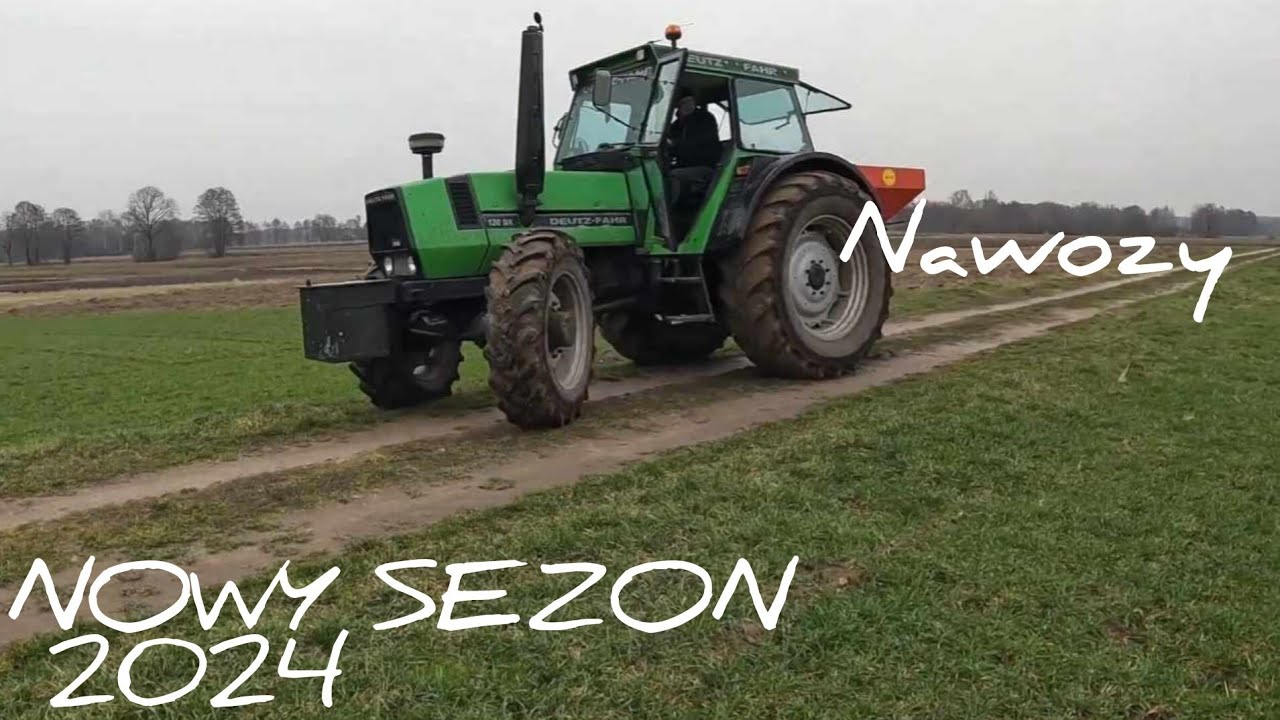 Rozpoczęcie sezonu 2024 przygotowanie rozsiewacza i wjazd na pole nawozy! deutz fahr dx120 i Jar-met
