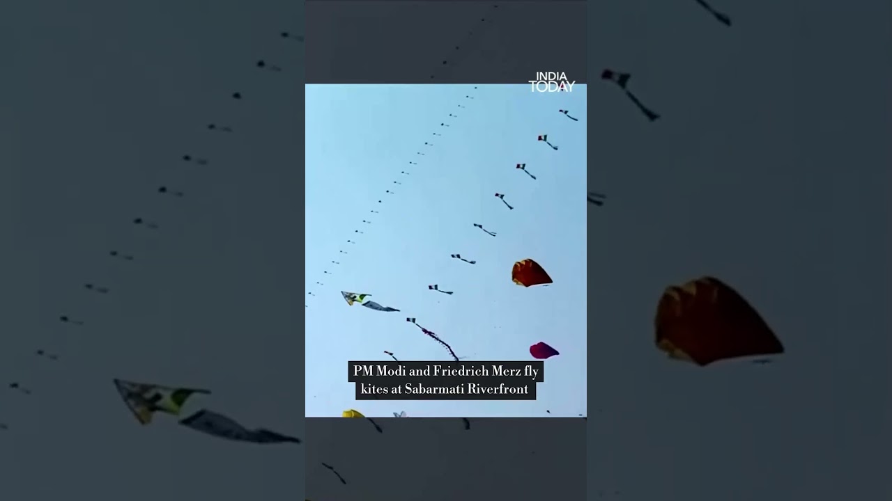 PM Modi, German Chancellor Merz Fly Kite At International Kite Festival At Sabarmati Riverfront.
