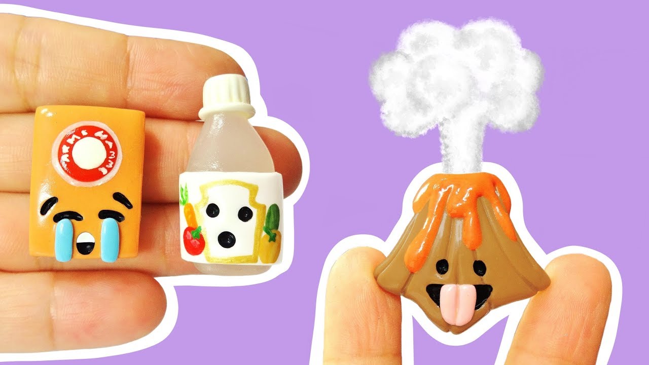 EXPERIMENT VS VOLCANO SCIENCE EMOJIS! Polymer Clay Tutorial