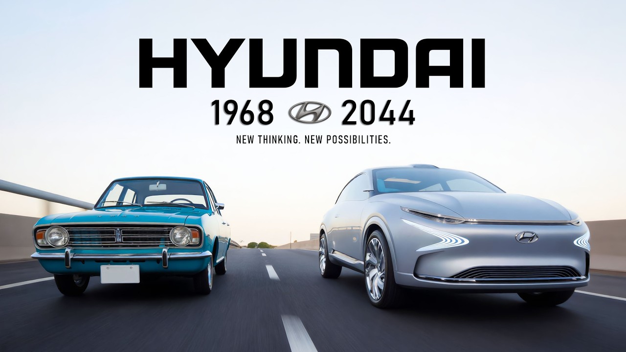 Эволюция автомобилей Hyundai 1968–2044 | Футуристическая AI-трансформация в 4K