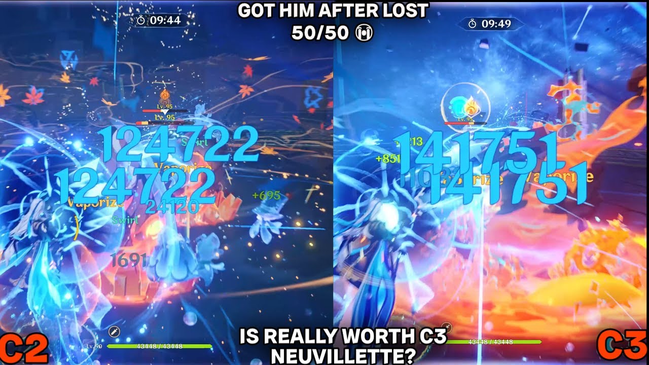 C2 Vs C3 Neuvillette damage Comparison | Genshin Impact #neuvillette