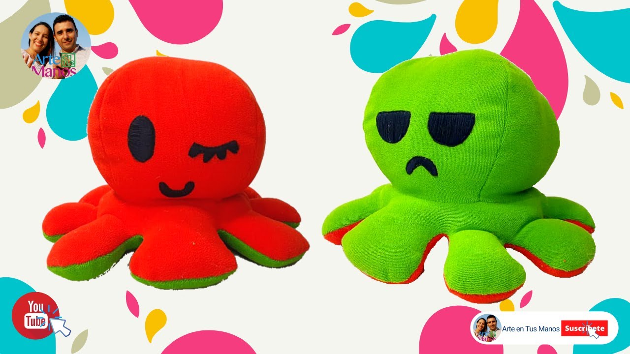 🔴 Cómo Hacer un PULPO REVERSIBLE Paso a Paso Arte en Tus Manos🐙