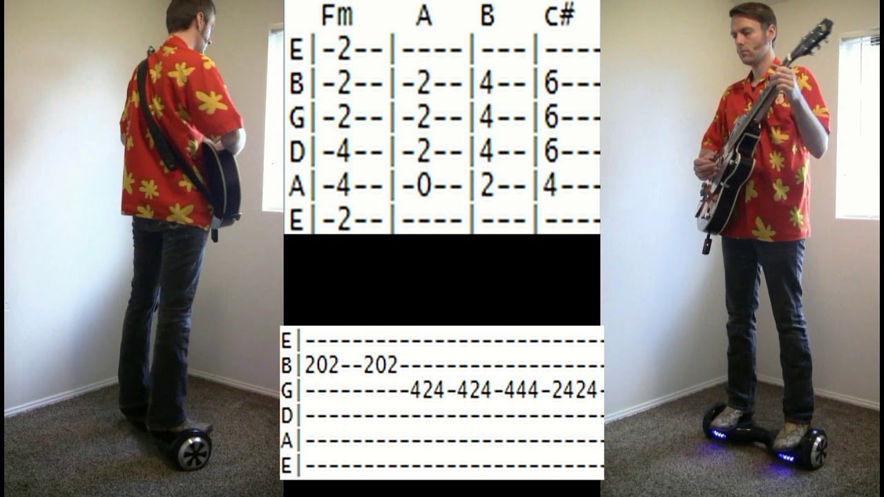 Dead or Alive You Spin Me Round Guitar Lesson Chords and TAB Tutorial on a Hoverboard