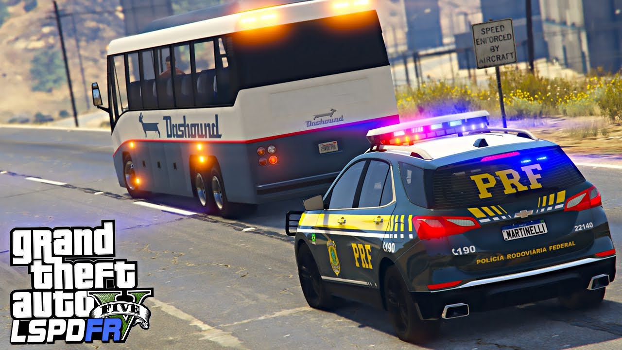 PERSEGUIÇÃO MOTORISTA DO BUSÃO COM MANDADO DE PRISÃO!! - PRF -  GTA 5 ROTINA POLICIAL