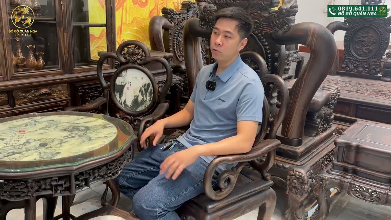 Bàn Ghế Guột Đào Gỗ Mun Hoa Cao Cấp Dành Cho Không Gian Nhỏ - ĐỒ GỖ QUÂN NGA