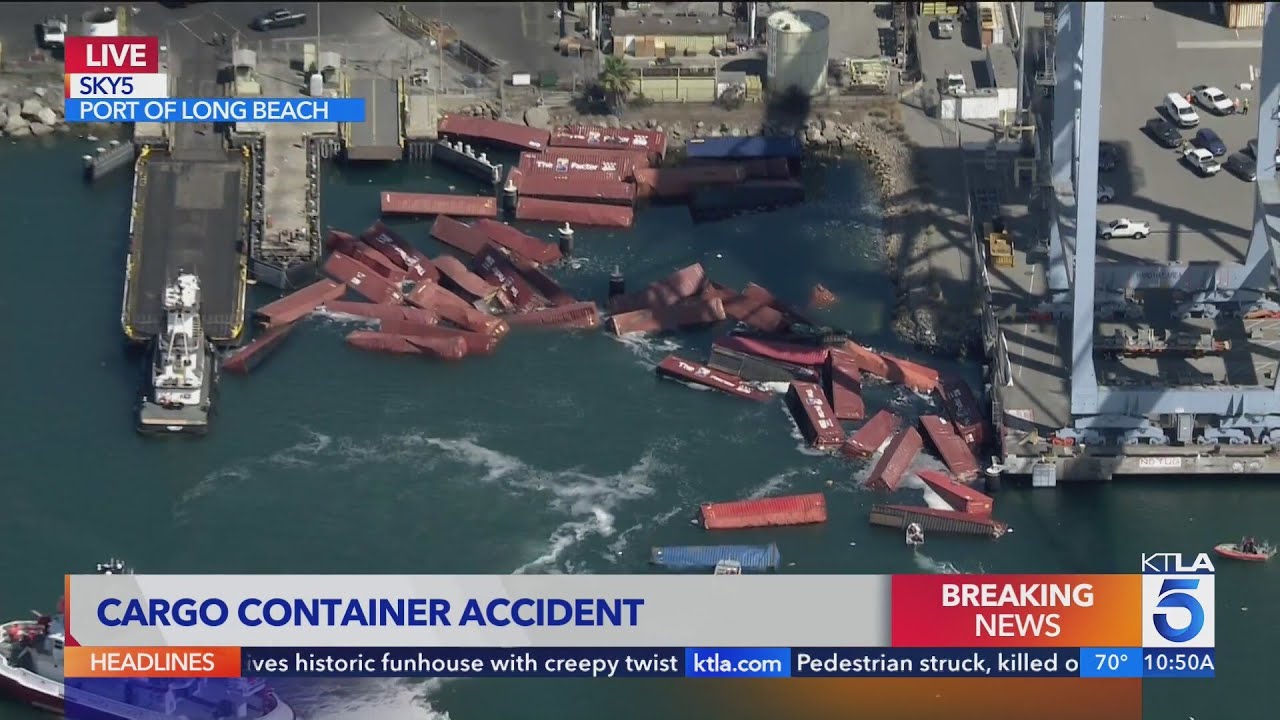 Dozens of cargo containers spill into Port of Long Beach