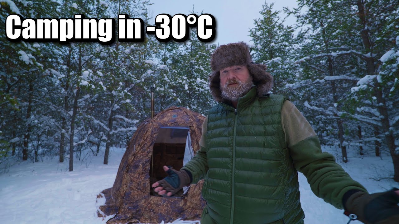 Hot Tent Camping in a Deep Freeze | -30°C Windchill in Northern Ontario