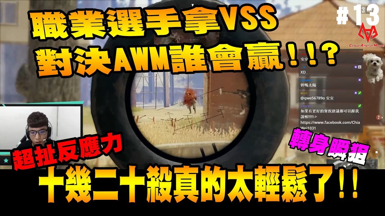 【神人精華-Chiawei】職業選手拿VSS對決AWM誰會贏? 轉身瞬狙 超扯的反應力 十幾二十殺真的太輕鬆了!! - 絕地求生精彩鏡頭