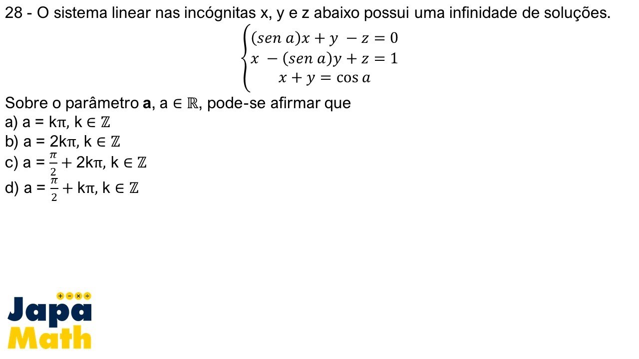 Prova Resolvida AFA(2013 - 2014) - Sistemas Lineares e Equações Trigonométricas