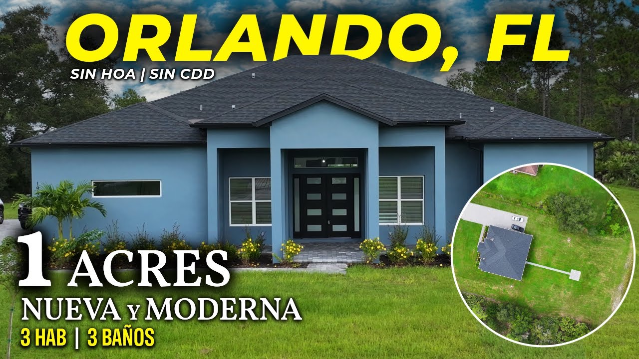 Casa unica en Orlando, FLNueva y Moderna con Mas de 1 Acres de Terreno sin hoa/Sin cdd