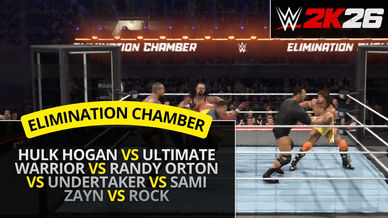 WWE 2K26 – Undertaker vs Randy Orton vs Hogan vs Ultimate Warrior vs Sami Zayn (Elimination Chamber)