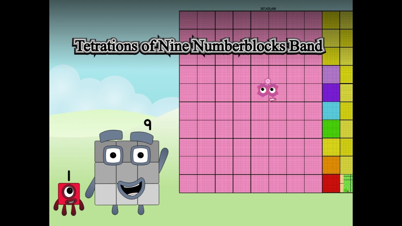 Tetrations of Nine Numberblocks Band