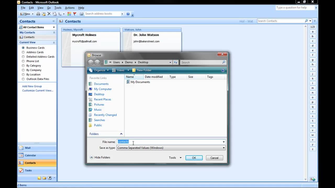 How to Export Contacts from Outlook to a CSV (Comma Separated Value) File