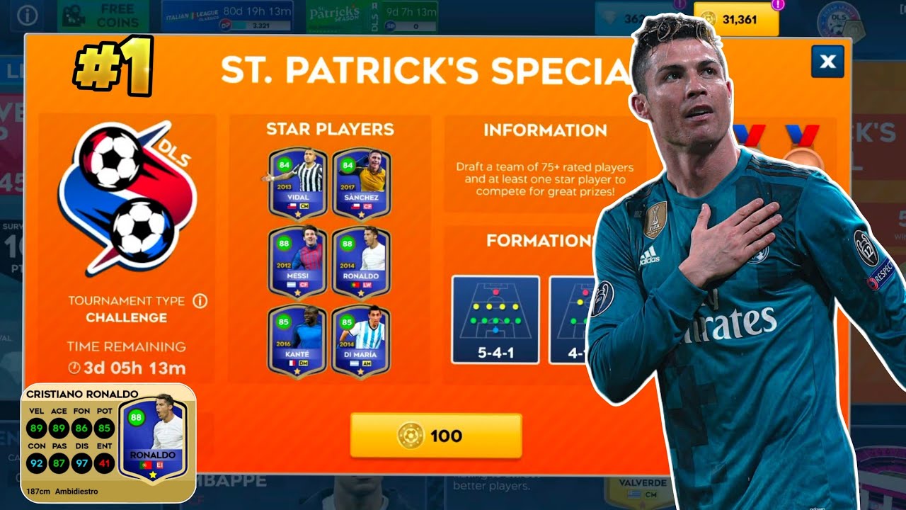 DLS 26 ST.PATRICK' SPECIAL EVENT WIN WITH CHAMPION CARDS RONALDO. FTG HD BRO 