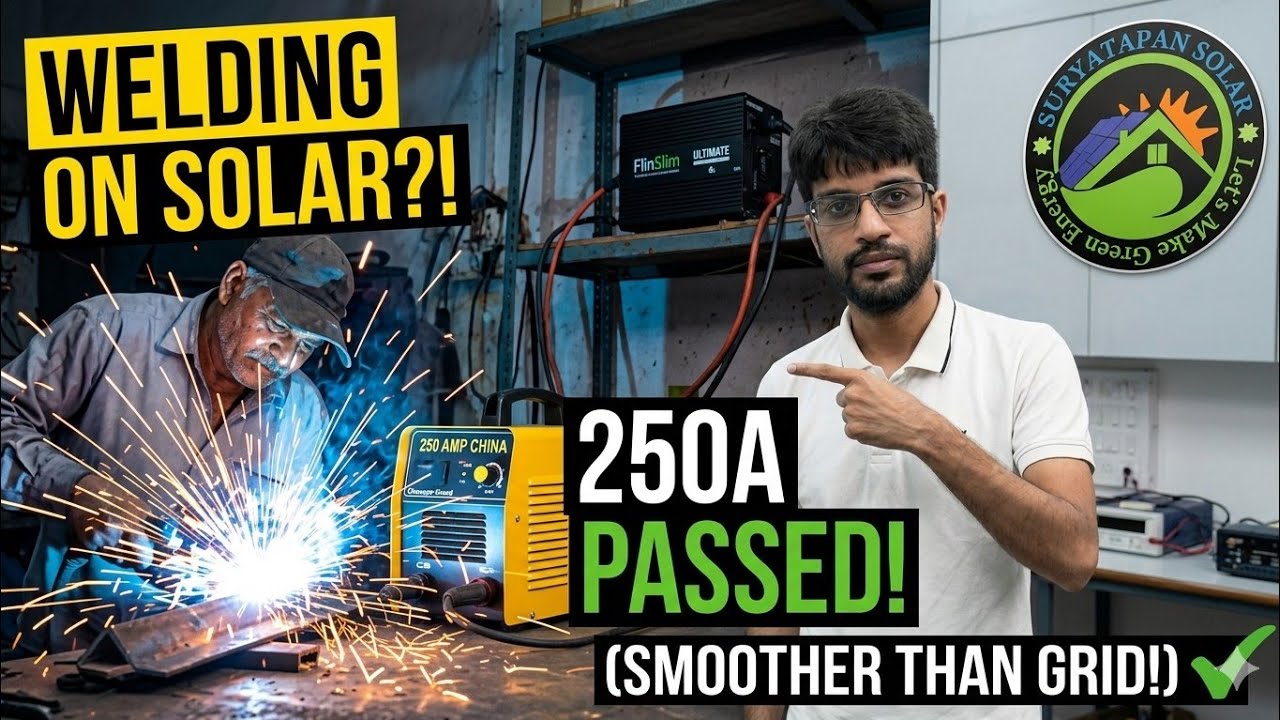 Welding Machine 250 Amp  Running on Solar l Flinslim Ultimate l SURYATAPAN SOLAR l Flin Energy