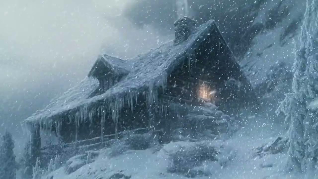 Blizzard Night Ambience ❄️ | Cozy Cabin Snowstorm Sounds for Sleep | Cabin Haze