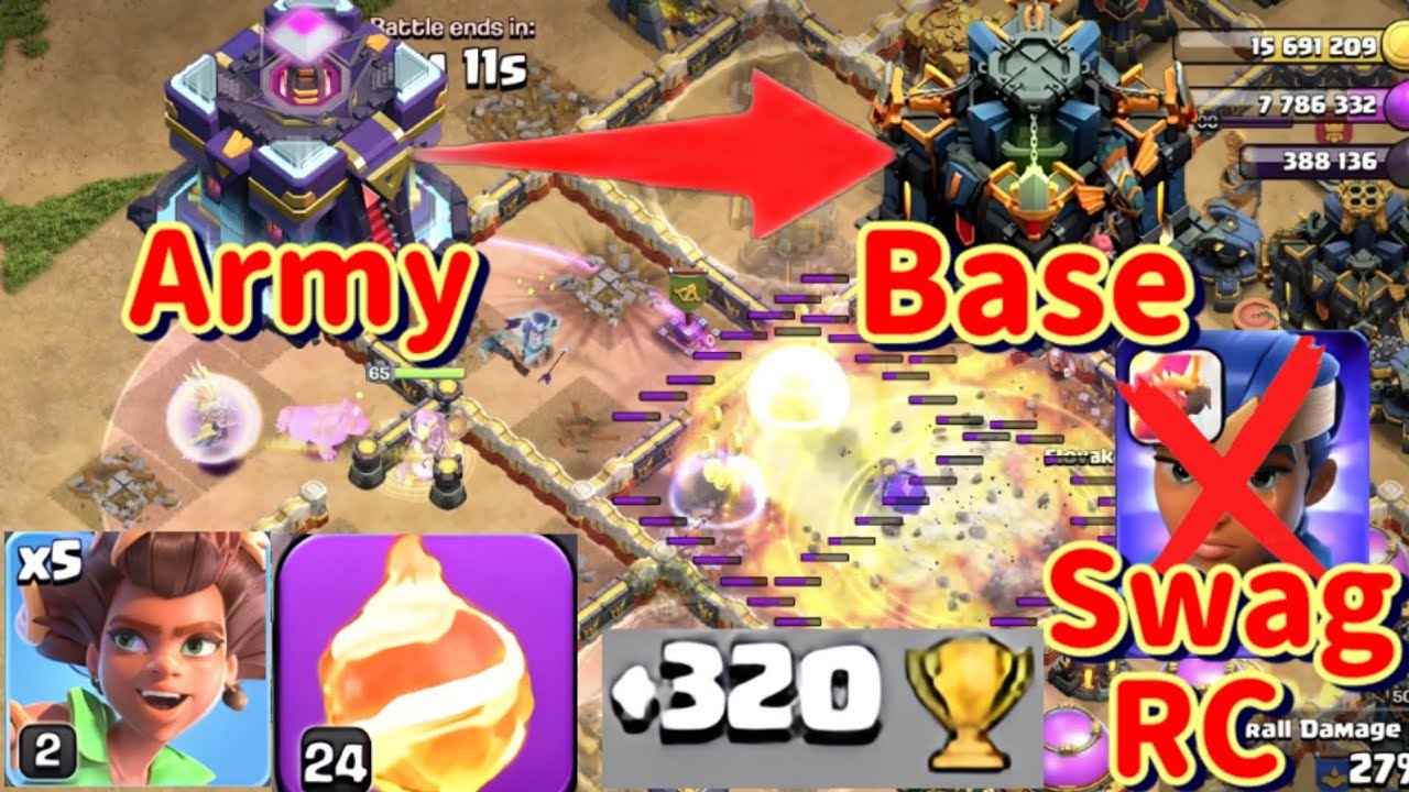 +320 Th15 Army против Th17 Foreball Root Rider (coc) (июльский сезон, день 11)