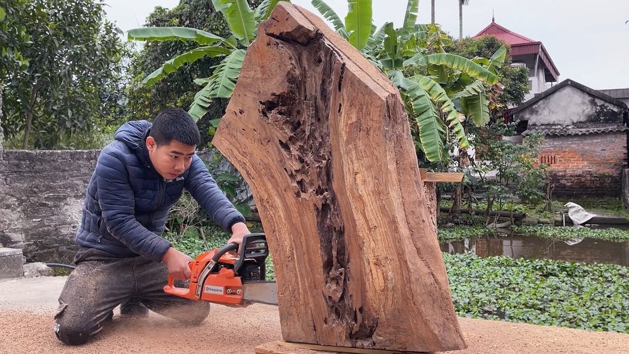 Amazed By The Skill Of Crafting Wood From Anything At Hand - Making A Coffee Table From A Tree Stump
