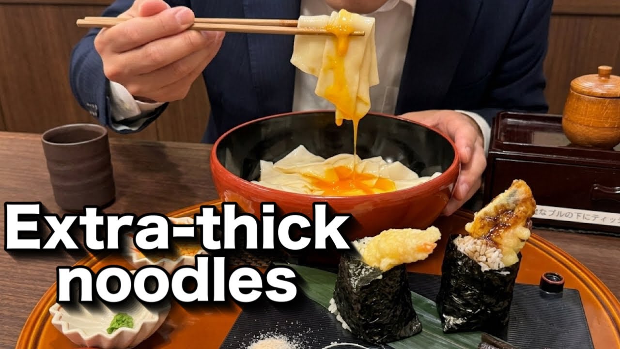 $6 Cheap Extra-thick udon eaten by Japanese salarymen