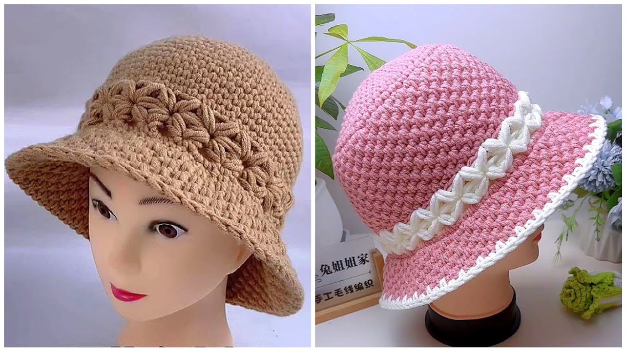 Crochet Sakura 🌸 Bucket Hat Tutorial/Easy to Crochet for Beginner