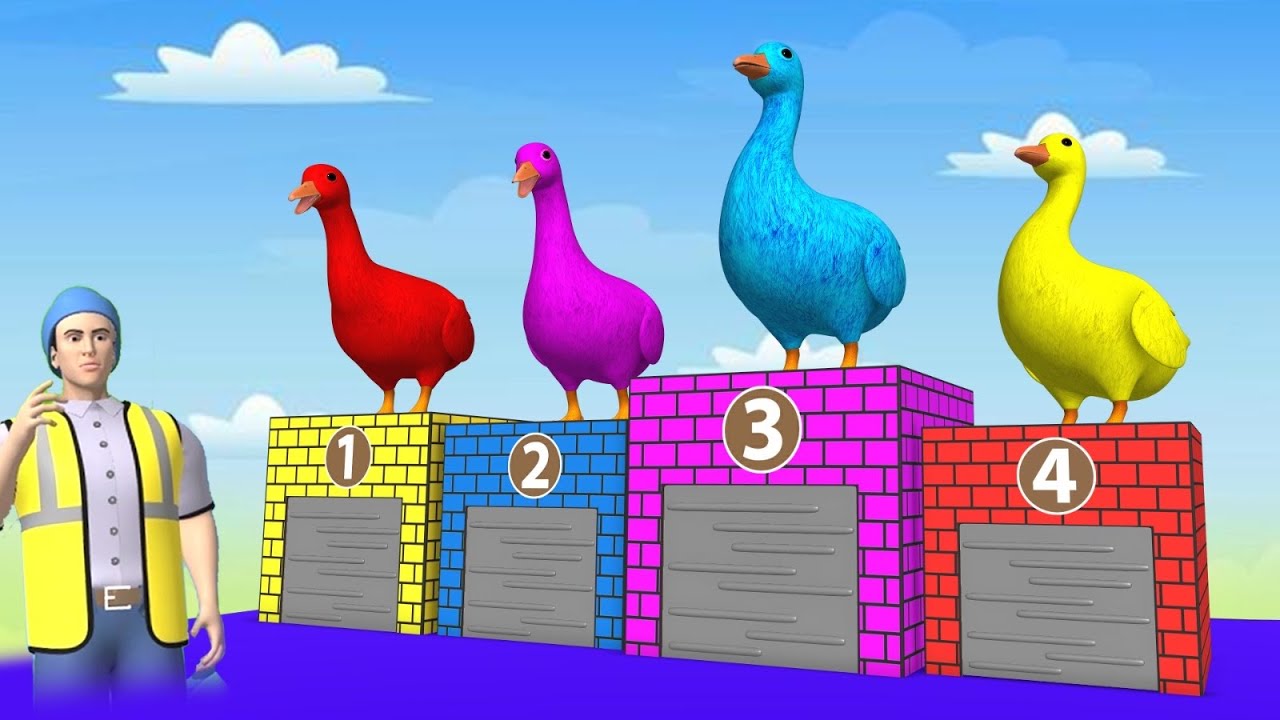 Duck cartoon Choose the Right Shutter Color Slider JCB Truck Cow Gorilla Animals Funny 3D Fun Videos