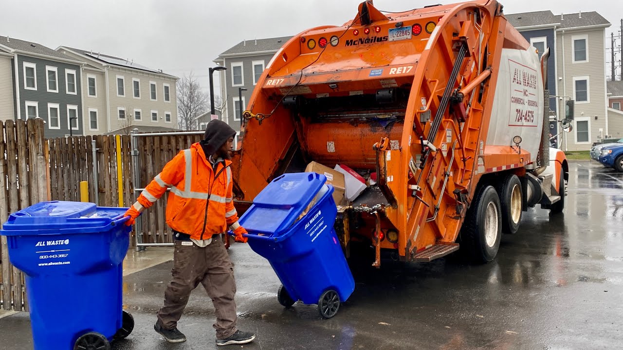 All Waste Rear Load Garbage Truck on Post Christmas Recycle