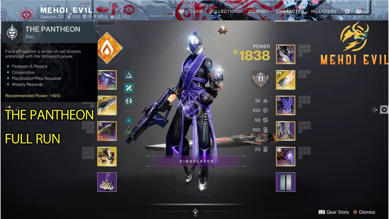 THE PANTHEON DESTINY 2 FULL RUN