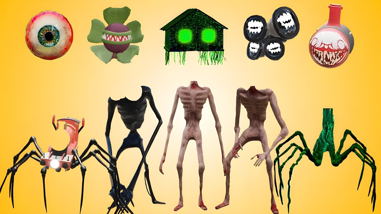 WRONG HEADS SIREN HEAD CAR, GREEN HOUSE HEAD, SCARY HOUSE, SIREN HEAD DOUBLE, SIREN HEAD THUNDERBOLT