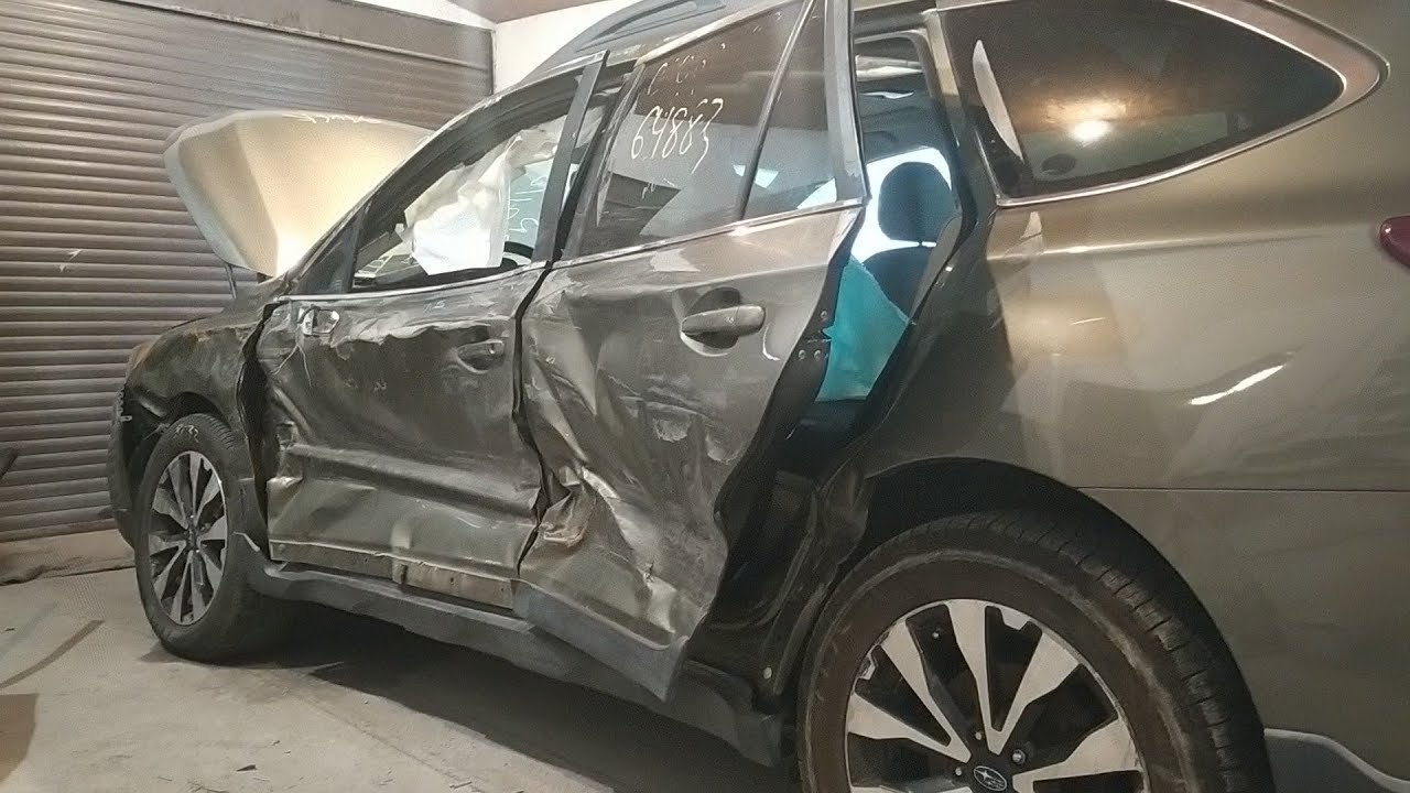 Subaru Outback.Боковой удар. Рихтовка всей левой стороны.Body repair.
