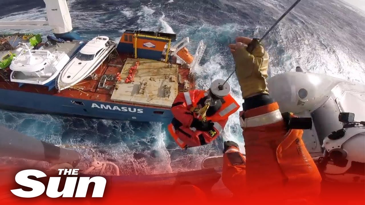 Twelve crew rescued from cargo ship adrift in huge seas off Norway