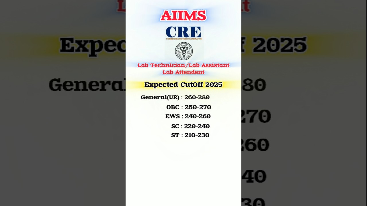 AIIMS CRE  2025 Cutoff | Lab Technician | MLT Paper 