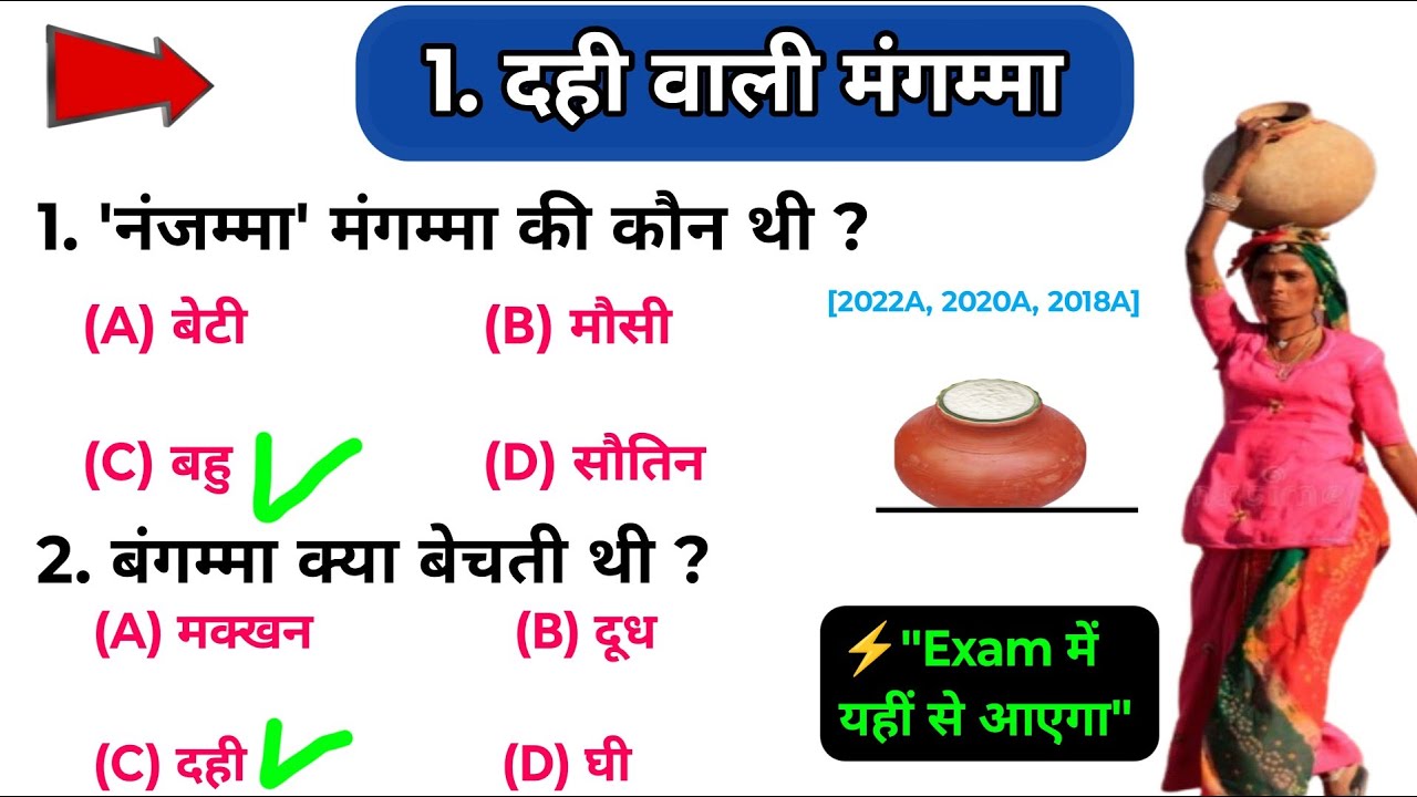 👉 दही वाली मंगम्मा | Barnika Hindi Class 10 | 2025 Exam में 100% पूछे जाने वाले Objective Questions