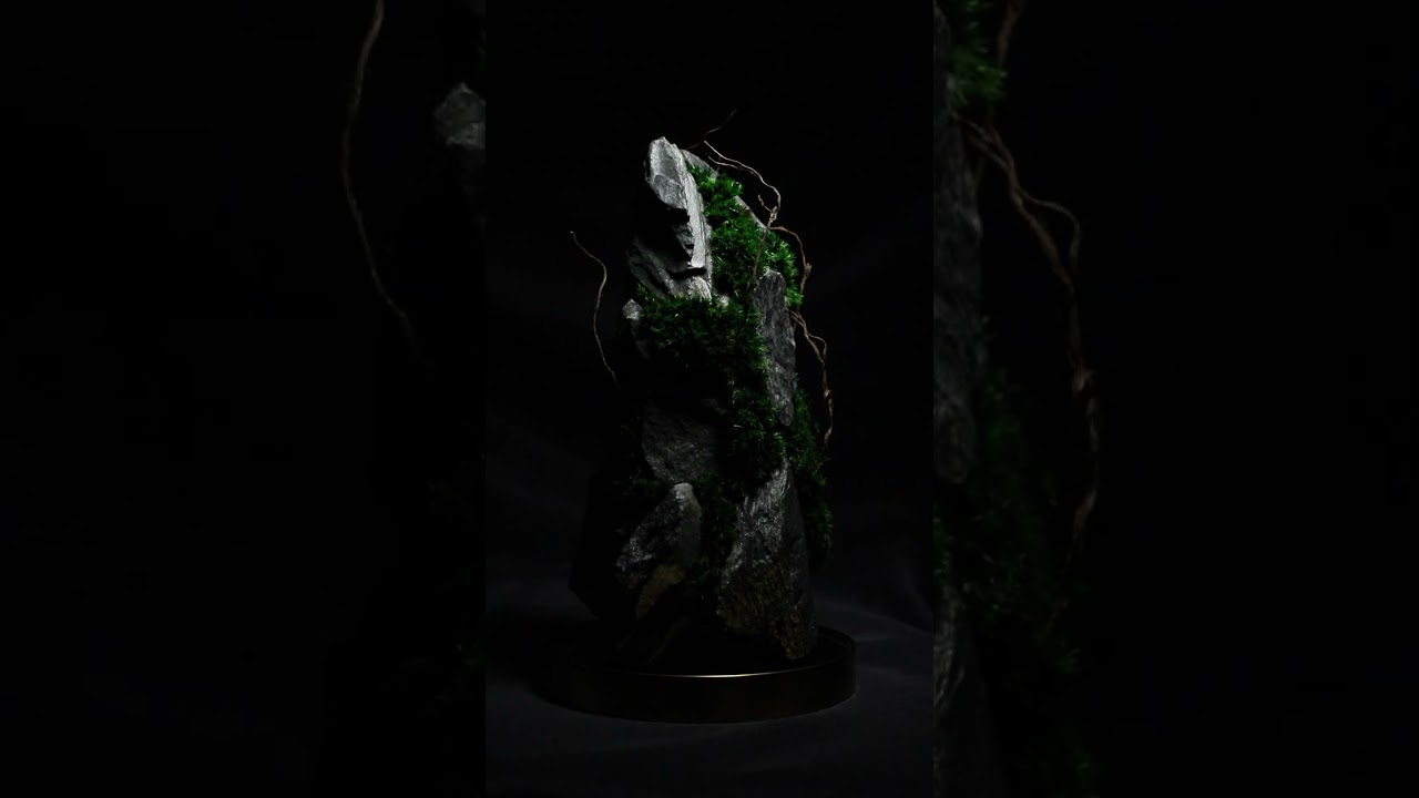 Creating a Miniature Mountain Oasis: Transforming Rocks and Moss into Artistic Decor