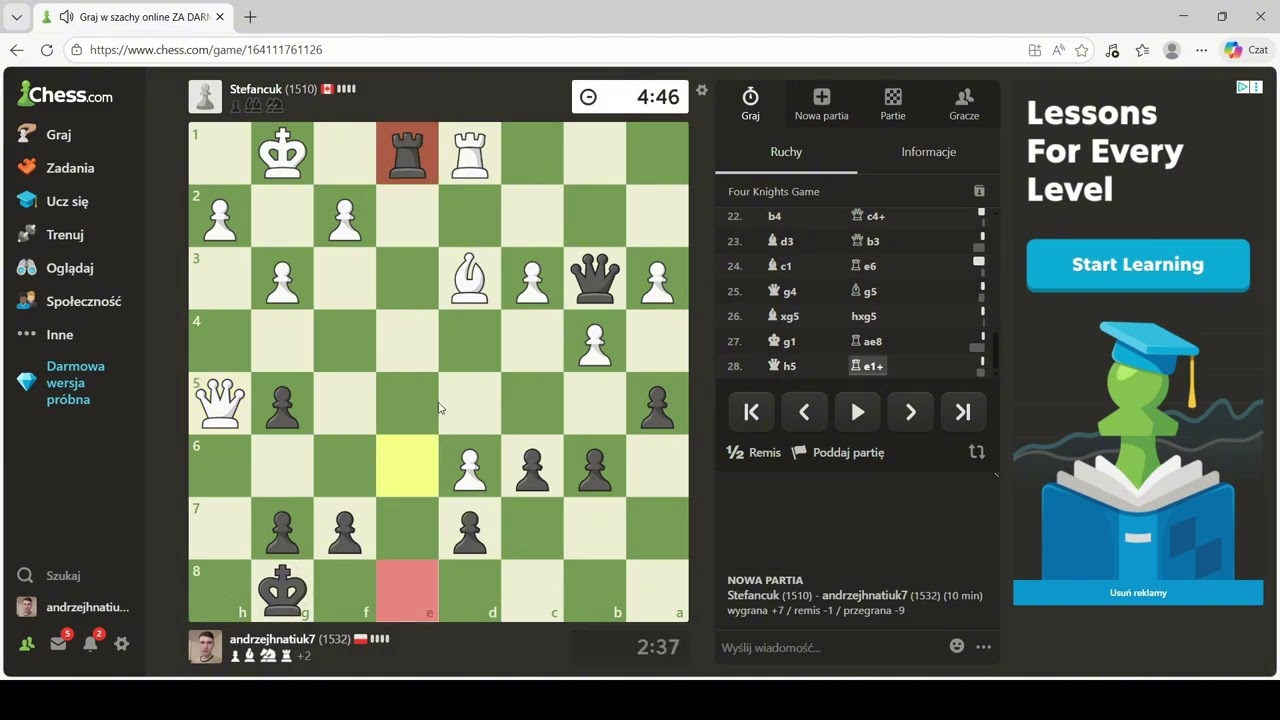 Droga do 1600 elo, chess.com #21