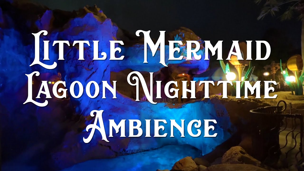 4K Disney Magic Kingdom Little Mermaid Lagoon Fountain Nighttime ASMR Ambiance (3 Hours, water)