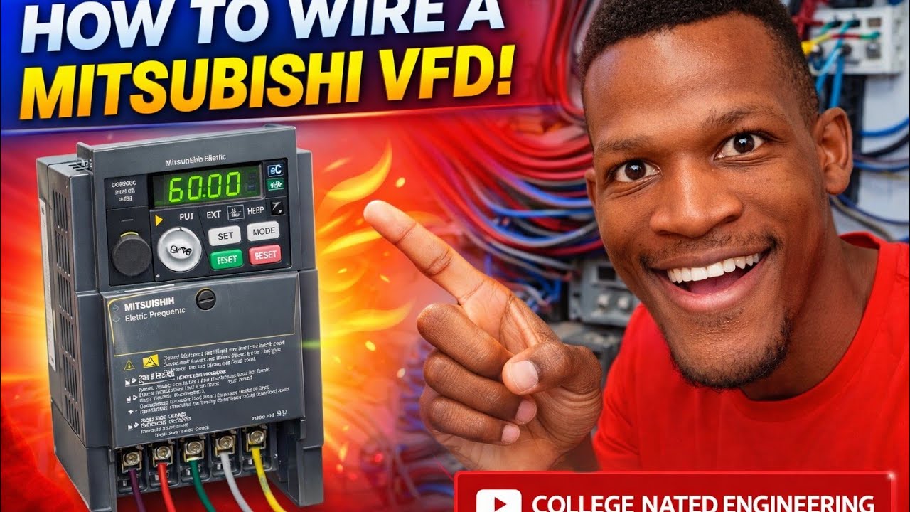 VFD WIRING PART 2 : MITSUBISHI VFD WIRING : PRACTICAL : STF AND PC TERMINALS 