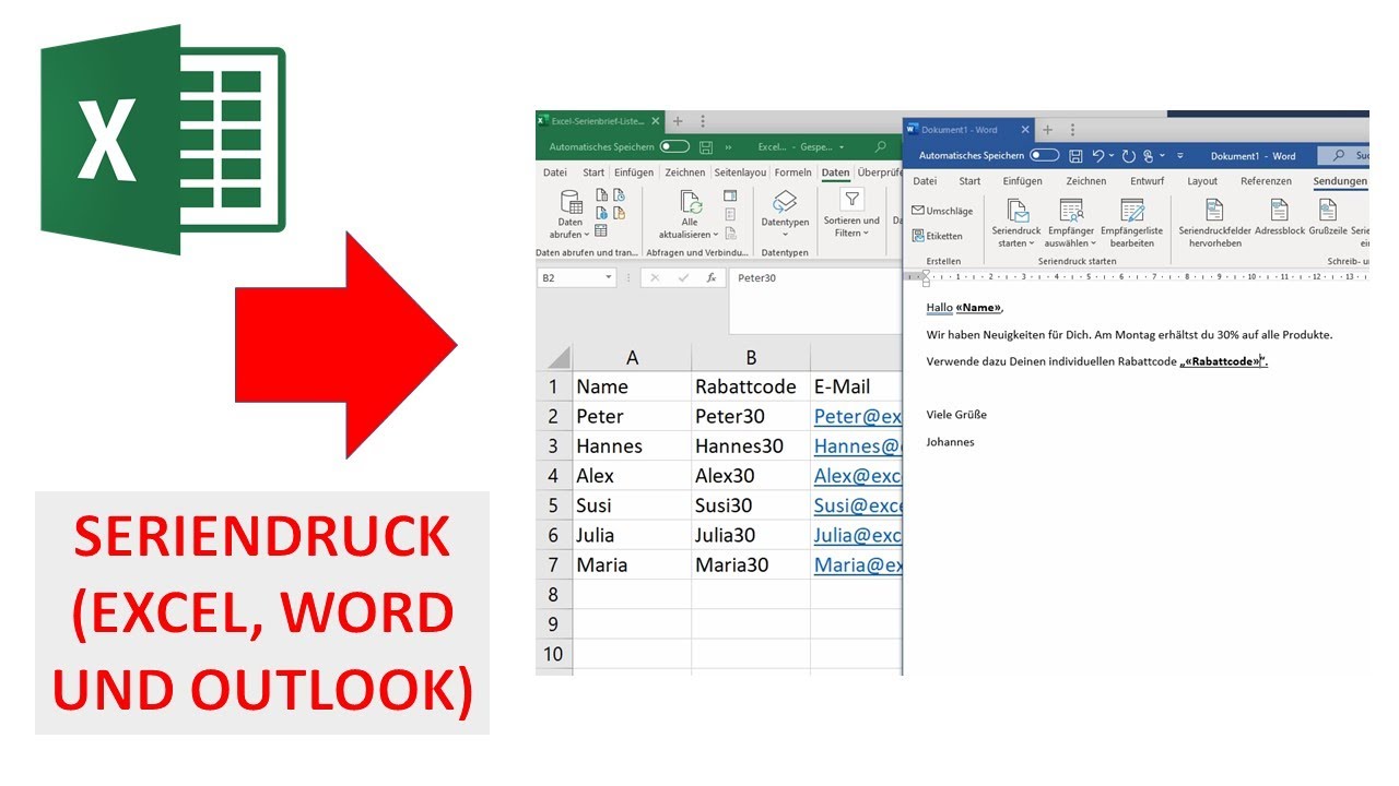Seriendruck in Word mit Excel-Datensatz über Outlook verschicken I Excelpedia