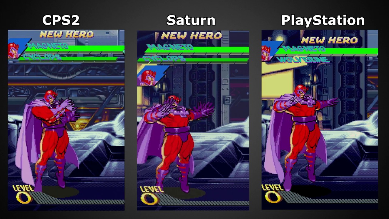 Comparação: X-Men vs. Street Fighter, CPS2 x Saturn x PlayStation (Hardware Real) (1080p 60fps)