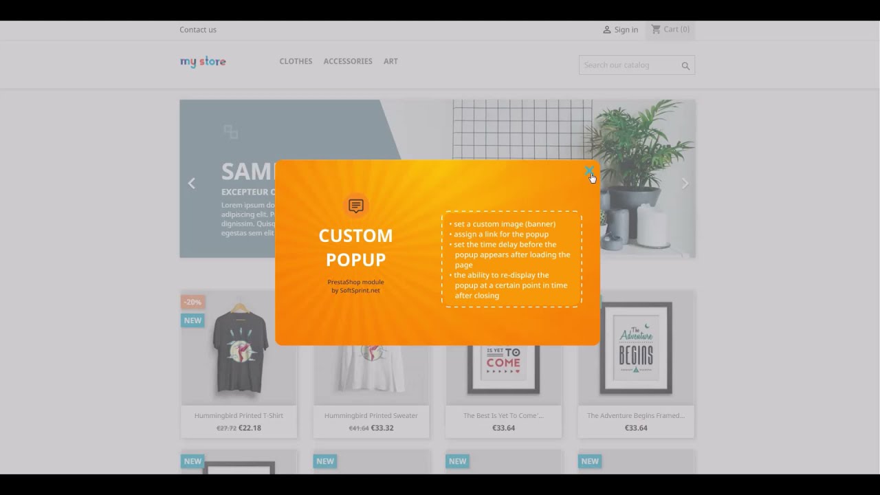 Custom Popup  - PrestaShop module by SoftSprint.net