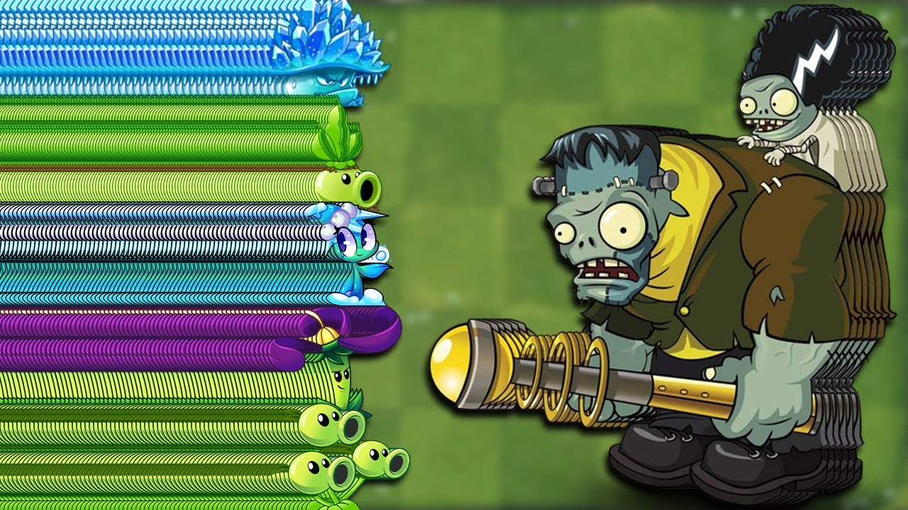 PvZ 2 Challenge - Ranking of Random Plants 5 Power-Up Vs 5 Frankenstein Gargantuar