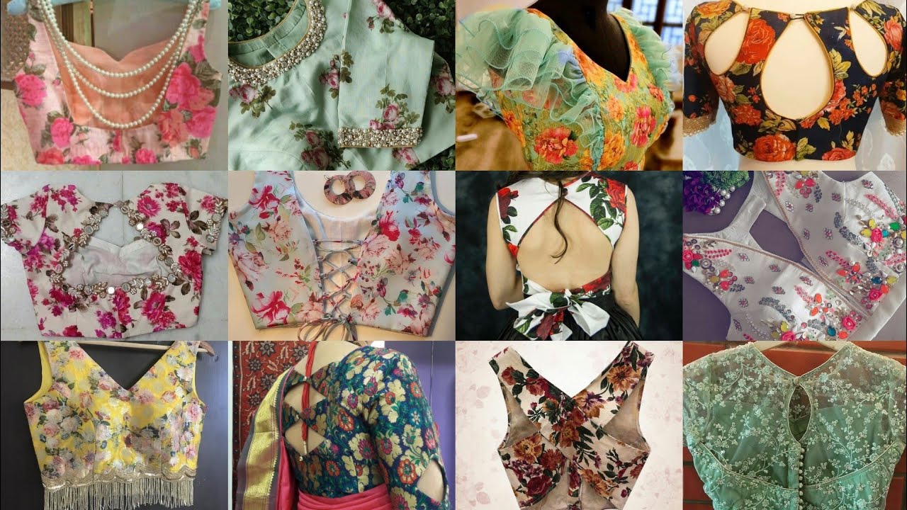 easy to stitch new model designer blouse designs for girls floral print saree blouse designs ideas