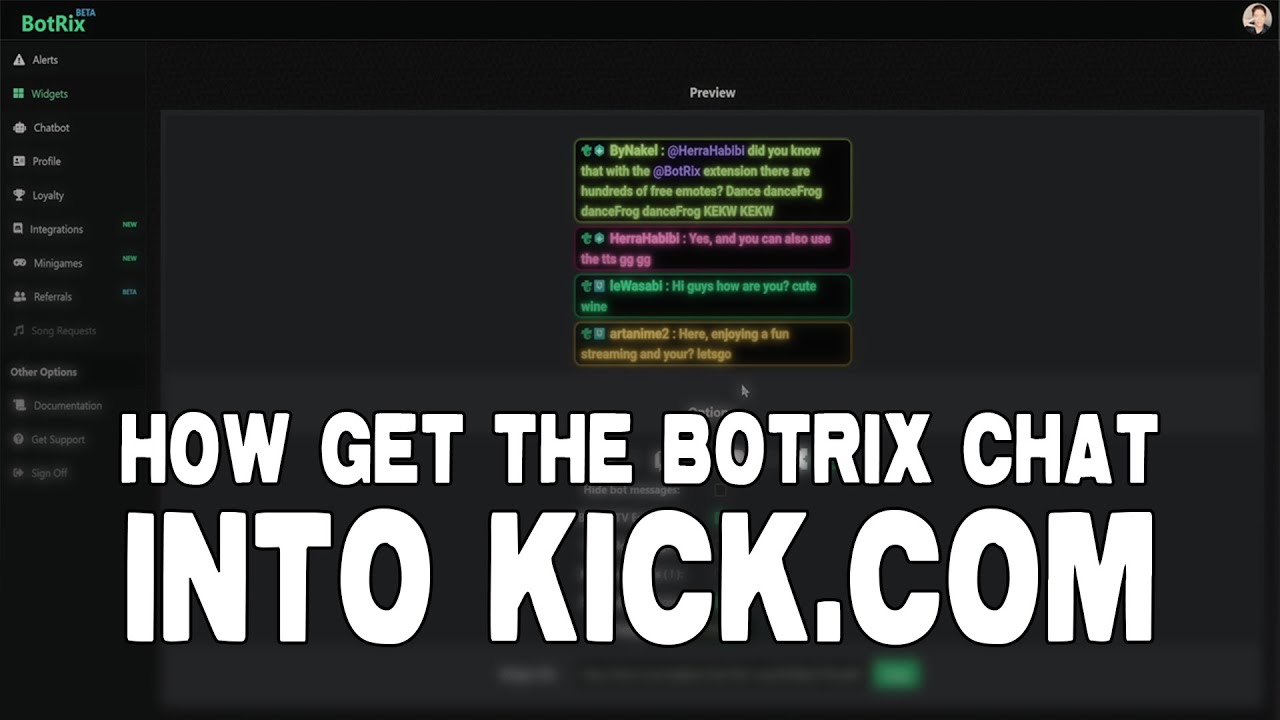 How get the Botrix Chat into KICK.com