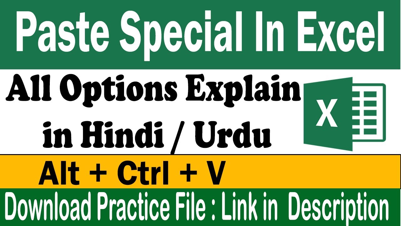 Paste Special in Excel All Options Explain in Hindi Urdu